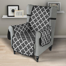 Load image into Gallery viewer, Dark Gray and White Quatrefoil Furniture Slipcover Protectors
