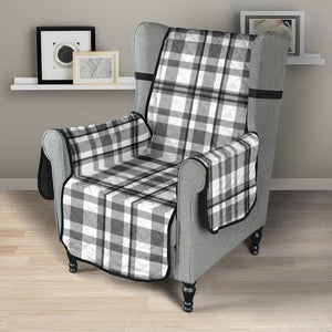 Light Gray, White and Black Plaid Tartan Furniture Slipcovers