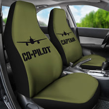 Load image into Gallery viewer, Captain and Co-Pilot Car Seat Covers Set Army Green Military
