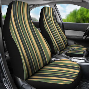 Tuscan Stripes Car Seat Covers Green and Black and Stone Earth Tones