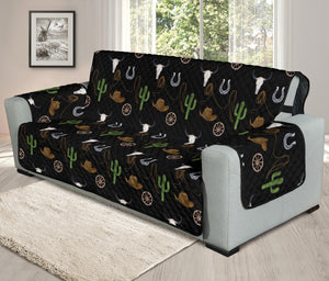 Western Cowboy Pattern on Black Furniture Slipcover Protectors