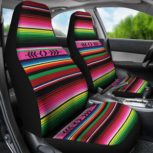 Bright Colored Pink, Green and Red Serape Style Car Seat Covers Set