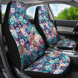 Colorful Rainbow Hibiscus Hawaiian Tropical Flower Car Seat Covers