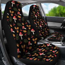 Load image into Gallery viewer, Mushroom Forest Pattern Car Seat Covers Set Black Background
