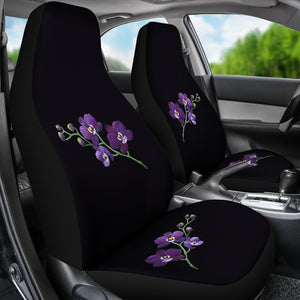 Black With Purple Orchids Car Seat Covers