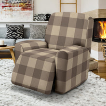Load image into Gallery viewer, Large Cool Brown Check Pattern Stretch Recliner Slipcover
