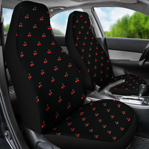 Black With Red Cherry Pattern Car Seat Covers