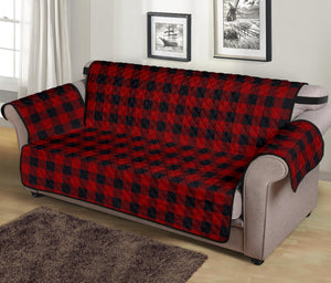 Red and Black Buffalo Plaid 70" Sofa Cover Couch Protector Slip Cover Farmhouse Country Home Decor