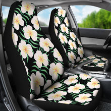Load image into Gallery viewer, Black With Large Plumeria Frangipani Flower Pattern Hawaiian Island Floral Car Seat Covers
