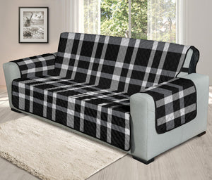 Black, White and Gray Plaid Twill Oversized Sofa For Up To 78" Seat Width Couches