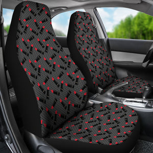 Charcoal Gray Black Polka Dots With Lipstick Tubes Car Seat Covers