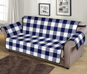 Navy Blue Marled Buffalo Check Furniture Slipcovers