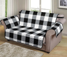 Load image into Gallery viewer, Buffalo Check Loveseat Slipcover Protector 54&quot; Seat Width Black, White and Gray
