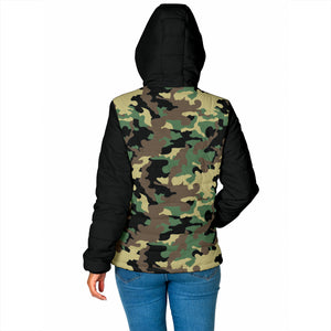 Camouflage Puffer Jacket Women's Coat Quilted Hooded