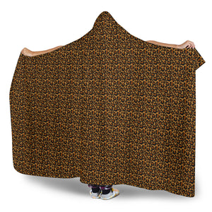 Leopard Print Hooded Blanket With Tan Sherpa Lining