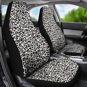 Snow Leopard Car Seat Covers Set To Match Steering Wheel Covers