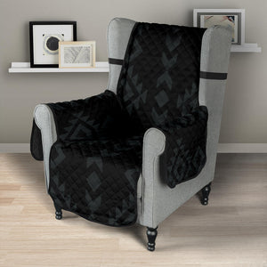 Black With Gray Ethnic Tribal Pattern Armchair Slipcover Protector For Up To 23" Seat Width