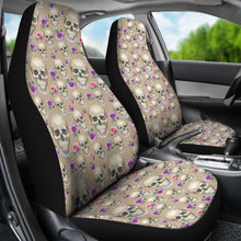 Load image into Gallery viewer, Tan With Skulls and Roses Car Seat Covers
