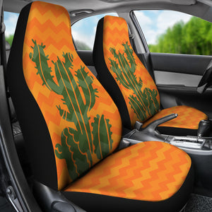 Orange and Green Ombre Chevron Cactus Design Car Seat Covers Set