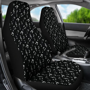 Black With White Music Notes Car Seat Covers