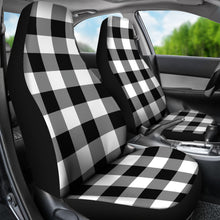 Load image into Gallery viewer, Black and White Large Print Buffalo Plaid Car Seat Covers Set
