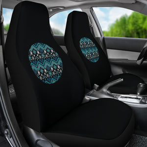 Black With Ethnic Pattern Circle Design Car Seat Covers