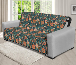 Floral Pattern Orange Peach and Teal Furniture Slipcovers