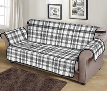 Load image into Gallery viewer, Light Gray, White and Black Plaid Tartan Furniture Slipcovers
