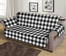 Load image into Gallery viewer, Black White Buffalo Plaid 70&quot; Sofa Couch Protector
