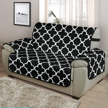 Load image into Gallery viewer, Black and White Quatrefoil Pattern Furniture Slipcover Protectors
