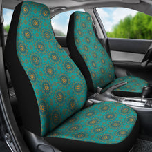 Load image into Gallery viewer, Teal and Yellow Gold Mandala Pattern Car Seat Covers
