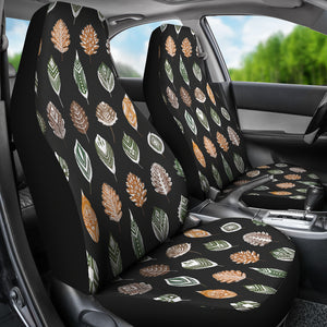 Ethnic Leaves Patter on Black Car Seat Covers Set of 2