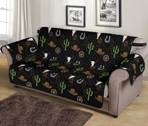 Western Cowboy Pattern on Black Furniture Slipcover Protectors