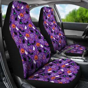 Purple Halloween Pattern Car Seat Covers Set