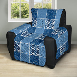 Blue Patchwork Style Printed Shabby Chic Furniture Covers