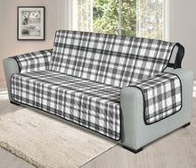 Load image into Gallery viewer, Light Gray, White and Black Plaid Tartan Furniture Slipcovers
