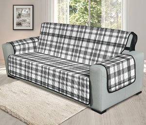 Light Gray, White and Black Plaid Tartan Furniture Slipcovers