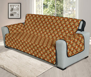 Brown and Orange Retro Flower Pattern Furniture Protector Slipcovers