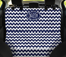 Load image into Gallery viewer, Daisy Back Seat Cover For Pets Navy and White Chevron Bench Protector
