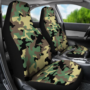 Green Camo Car Seat Covers Set Classic Camouflage Pattern Seat Protectors