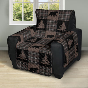 Brown and Black Plaid Country Style Patchwork Lodge Pattern Recliner Slipcover