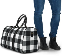 Load image into Gallery viewer, Black and White Buffalo Check Duffel Bag Travel Bag
