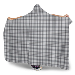 Light Gray Plaid Hooded Blanket With Sherpa Lining