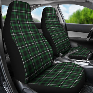 Dark Green and White  Plaid Tartan Scottish Car Seat Covers