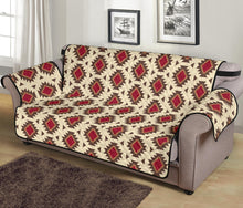 Load image into Gallery viewer, Creamy Beige and Red Navajo Style Native Tribal Pattern 70&quot; Sofa Cover Couch Protector
