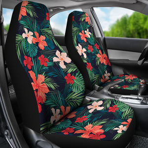 Matching Coral and Red Tropical Flower Pattern Car Seat Covers