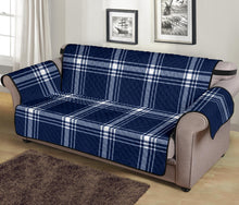 Load image into Gallery viewer, Navy and White Plaid Sofa Slipcover 70&quot; Seat Width
