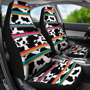 Cow With Serape Pattern Car Seat Covers Set