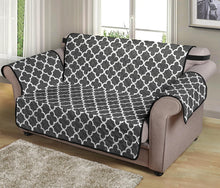 Load image into Gallery viewer, Dark Gray and White Quatrefoil Furniture Slipcover Protectors
