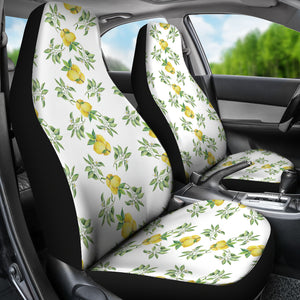 White With Lemon Pattern Car Seat Covers Set of 2